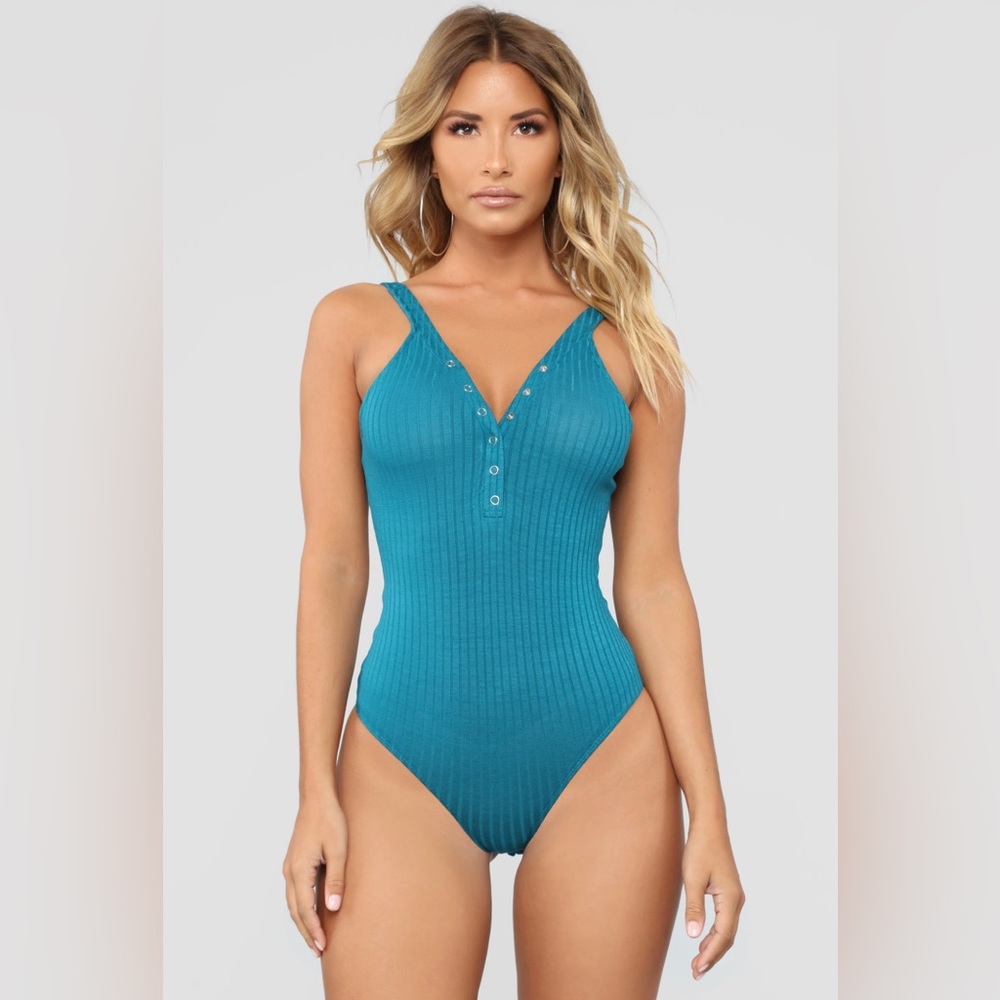 Fashion nova don’t snap at me bodysuit teal size medium